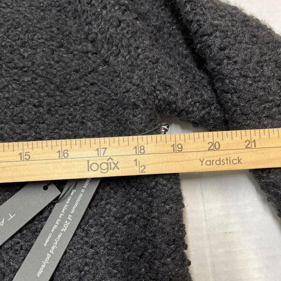 Tahari Sweater Blazer Womens M Black Fuzzy Knit Sliver Buttons Classic Capsule - Picture 8 of 8